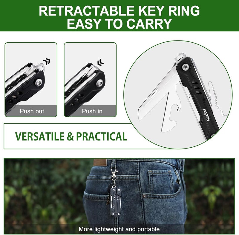 Nextool Mini Sailor S11 Keychain Multitool, 11-in-1 Compact EDC Pliers with Pocket Knife, Scissors & Screwdrivers, Lightweight Small Multitool for DIY, Travel, Camping, and Gift, Cool Gadget for Men - Image 3